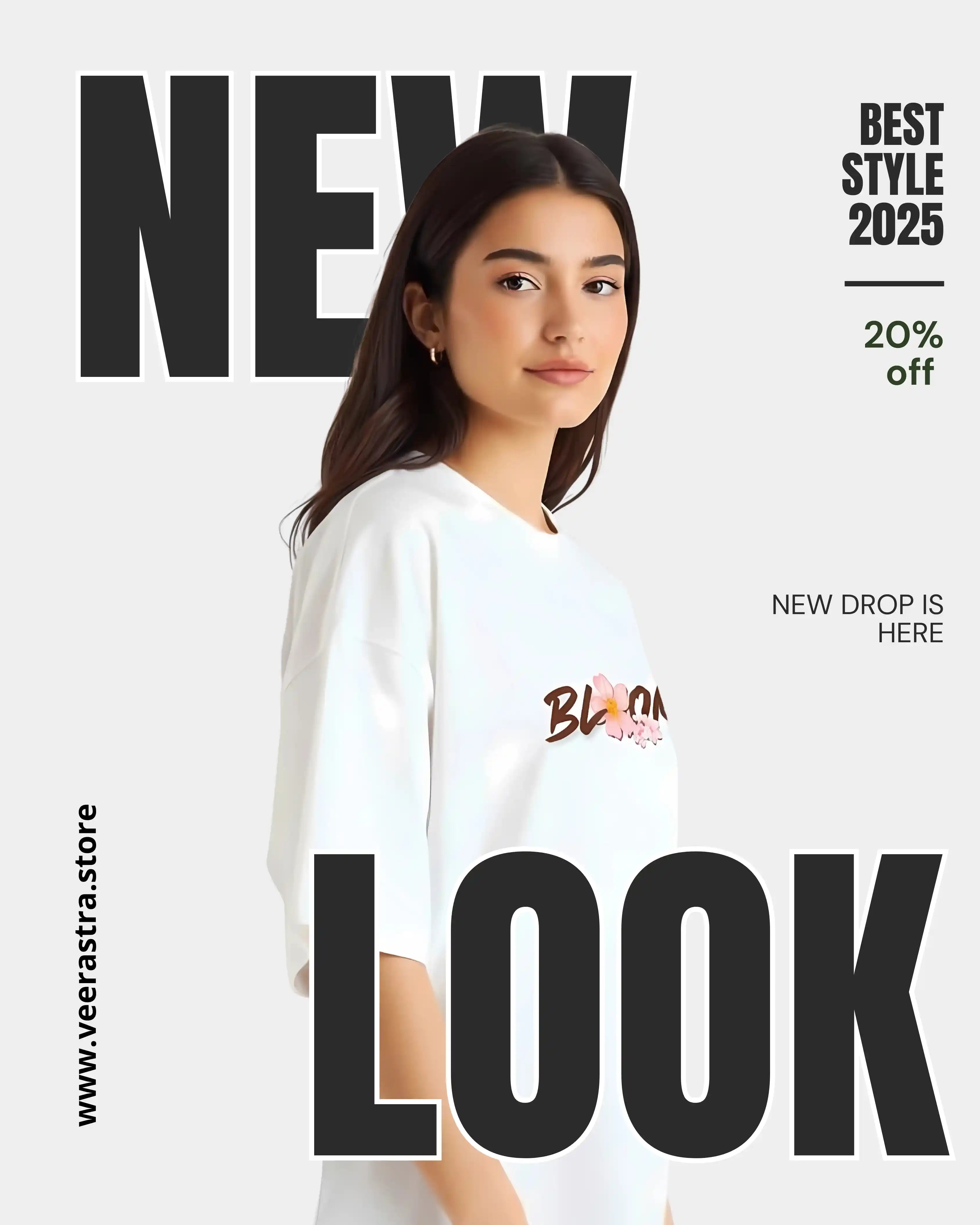 VeerAstra Bloom Women Oversized T-shirt